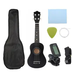 Гавайские гитары укулеле Combo 21 Гавайские гитары укулеле черный сопрано 4 Strings Уке Гавайи бас струнные комплект музыкальных инструментов