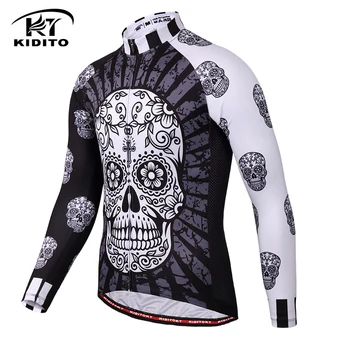 

KIDITOKT Men Breathable Cycling Jerseys Wicking Mountain Bike Cycling Clothing 100% Polyester Long Sleeve MTB Bicycle Clothes