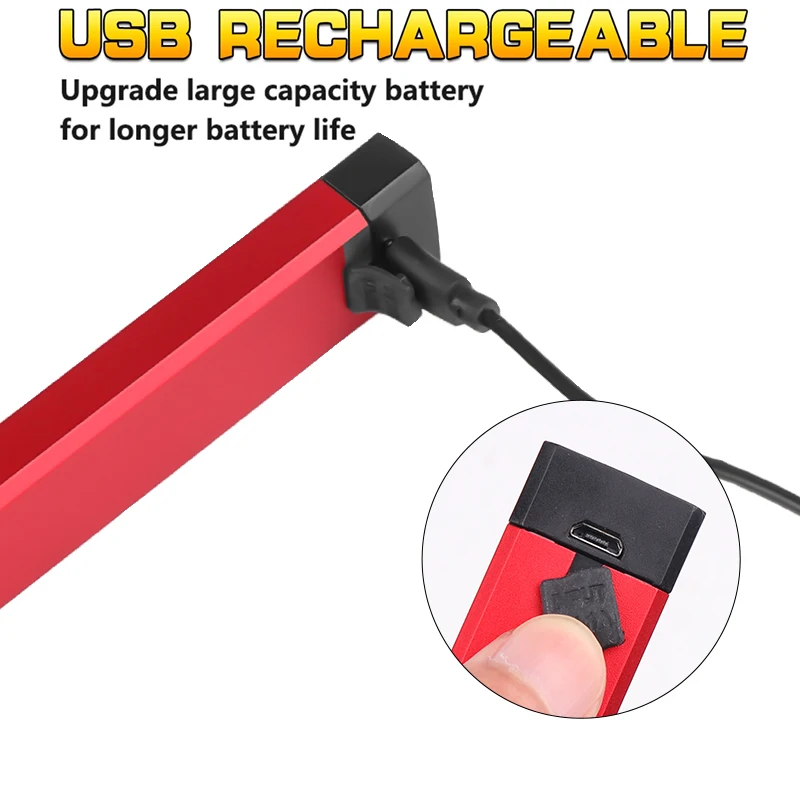 LED COB Work Light USB Rechargeable White or Red Flashlight Magnetic Torch Flexible Inspection Hand Lamp Outdoor Spotlight