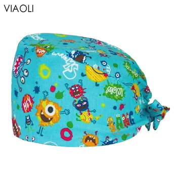 Kaufen Großhandel Schönheit Salon Peeling Flauschigen Cap Atmungsaktiv Cartoon Druck Matt Kappe Einstellbare Peelings Kappen Pet Shop Labor Arbeit Hüte