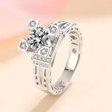 

Trendy 925 Silver 1ct D Color VVS1 Moissanite Eiffel Tower Ring Women Jewelry Plated Platinum Pass Diamond Tester with Gra Gift