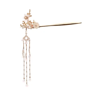 

New Ancient Chinese Hairpins Clips Long Tassel Flower Crystal Pearls Hair Sticks Forks Women Girls Hanfu Dress Hair Jewelry