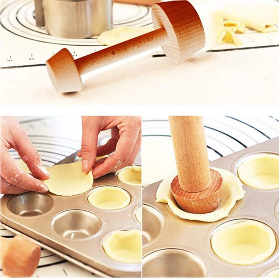 Деревянные пирожные трамбовочные мини-формы для выпечки, двухсторонняя прочная форма для приготовления яиц, толкатель для выпечки, форма для выпечки Eggtart