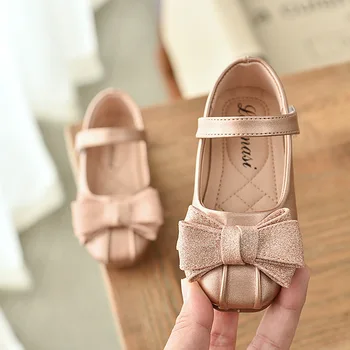

2020 Spring New Girls Leather Shoes For Kids Fashion Princess Sequins Bowknot Dress Shoes For Girls School Party Wedding Shoes