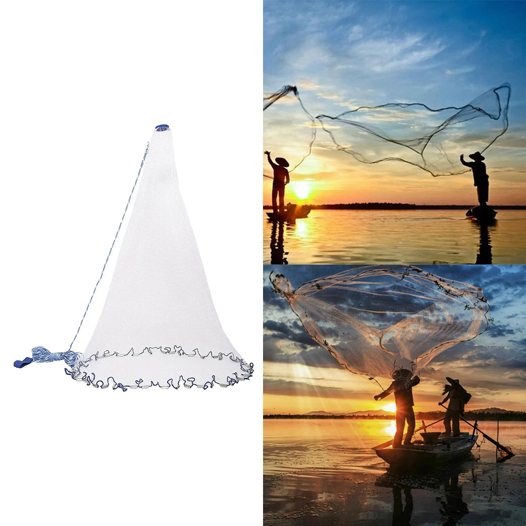 Hand Cast Fishing Net Easy Throw Nylon Saltwater Fishing Mesh Net