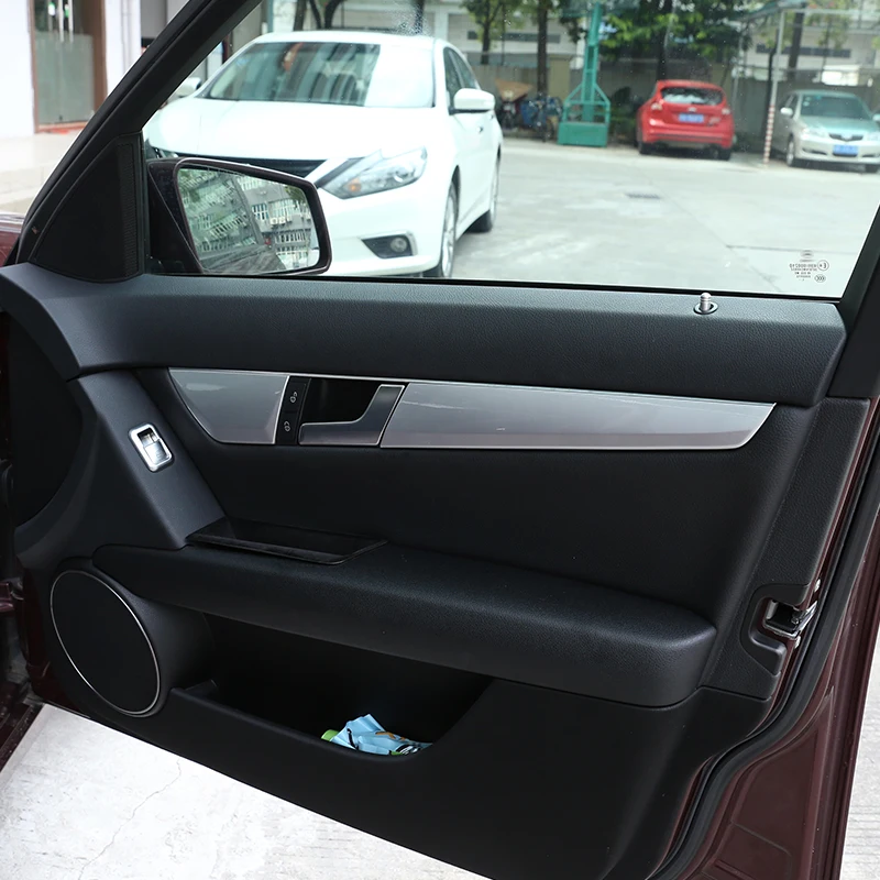 Серебро ABS для Mercedes Benz C Class W204 2008- внутренняя отделка дверей панель Крышка отделка наклейки автомобильный аксессуар