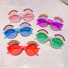 

2021 Korean Fashion Round Frame Sunglasses Lovely Decoration Children's Sunglasses Personality Rainbow Cartoon Sunglasses