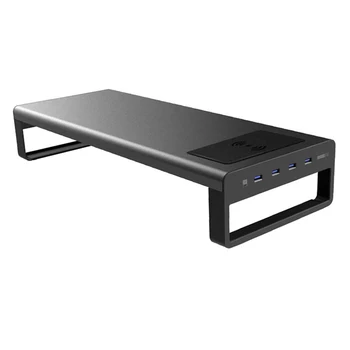 

Aluminium Alloy Monitor Stand Computer Base Table With 4 Usb 3.0 HUB mobile phone wireless charging Laptop Desk Stand