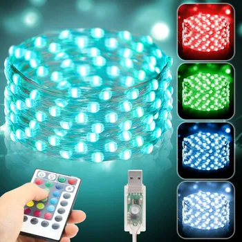 50/ 100/ 200 Led Verlichting Usb Afstandsbediening Koperdraad Fairy String Lights Rgb Kleur Guirlande Licht Voor vakantie Thuis Room Decor 50/ 100/ 200 Led Verlichting Usb Afstandsbediening Koperdraad Fairy String Lights Rgb Kleur Guirlande Licht Voor vakantie Thuis Room Decor