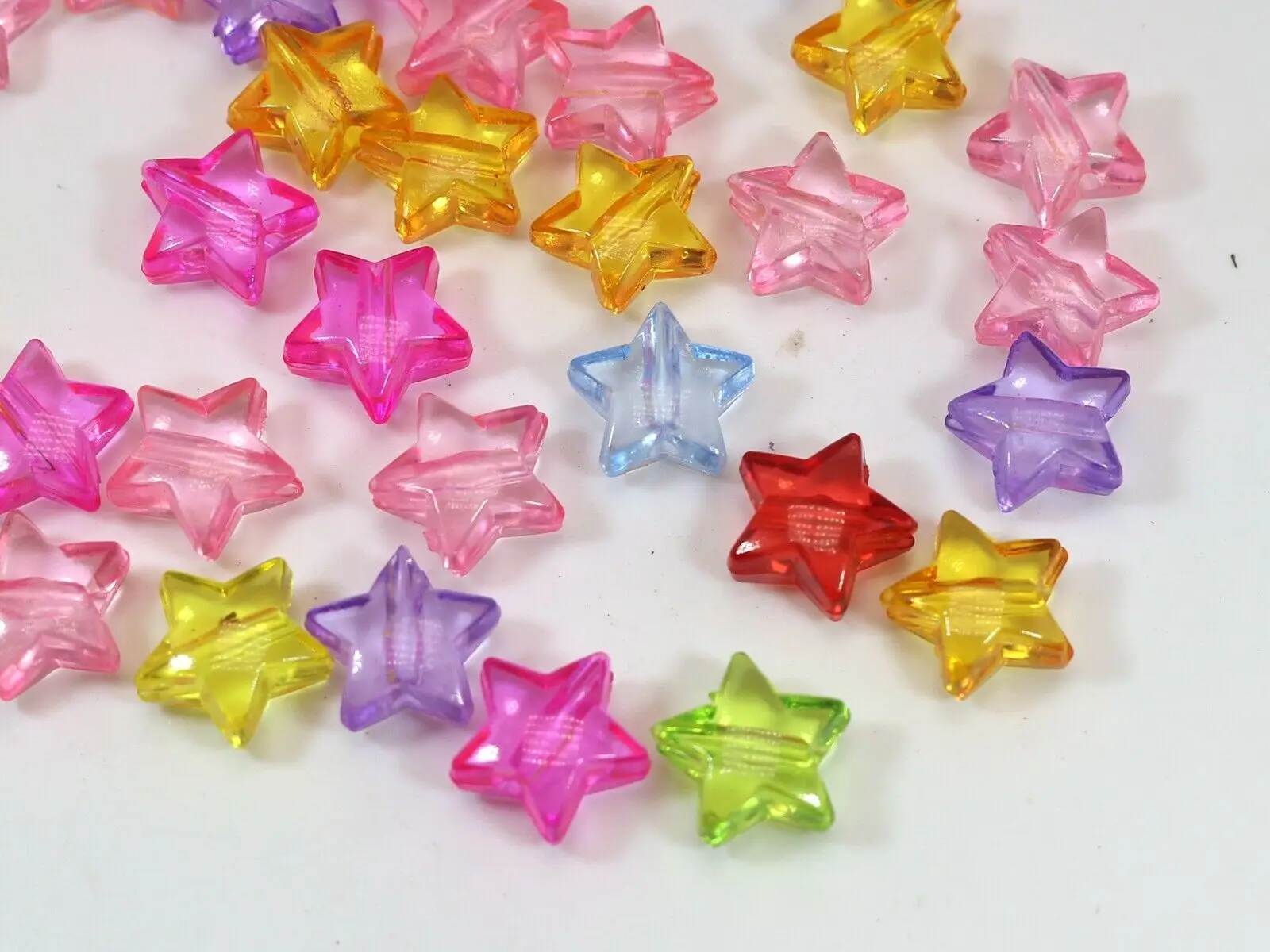 Craftdady 200pcs Transparent Random Mixed Colors Acrylic Star Spacer Beads  12x11mm Round Bead Inside Plastic Loose Charms with 2mm Hole for DIY