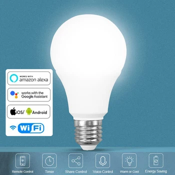 

9W WiFi Smart Light Bulb LED RGB Lamp Work with Alexa/Google Home 85-265V RGB+White+CCT color Dimmable Timer Function Magic Bulb
