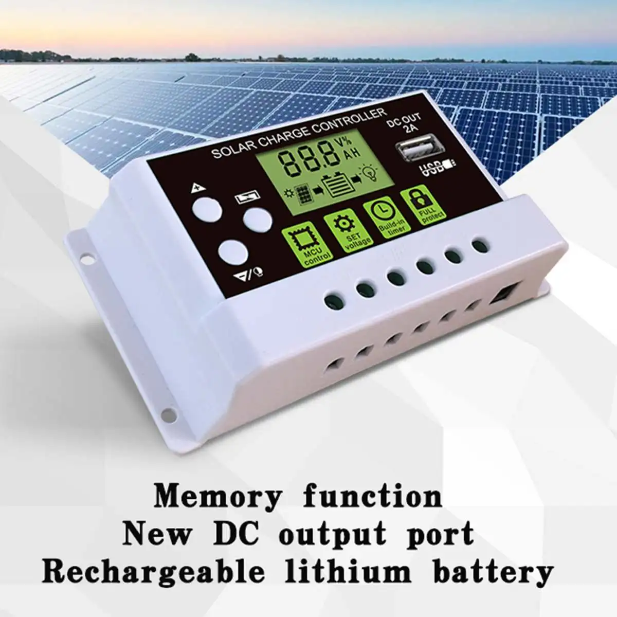 10A 20A 30A 12 V/24 V PWM солнечная панель контроллер заряда литий-ионная и свинцово-кислотная батарея зарядное устройство USB ЖК-дисплей