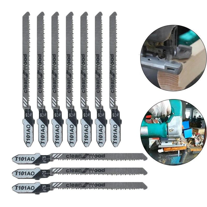High Quality 10PCS T101AO 3inch T-Shank Clean Curved Cutting Jig Saw Cutters HCS Tools Parts Woodworking | Инструменты