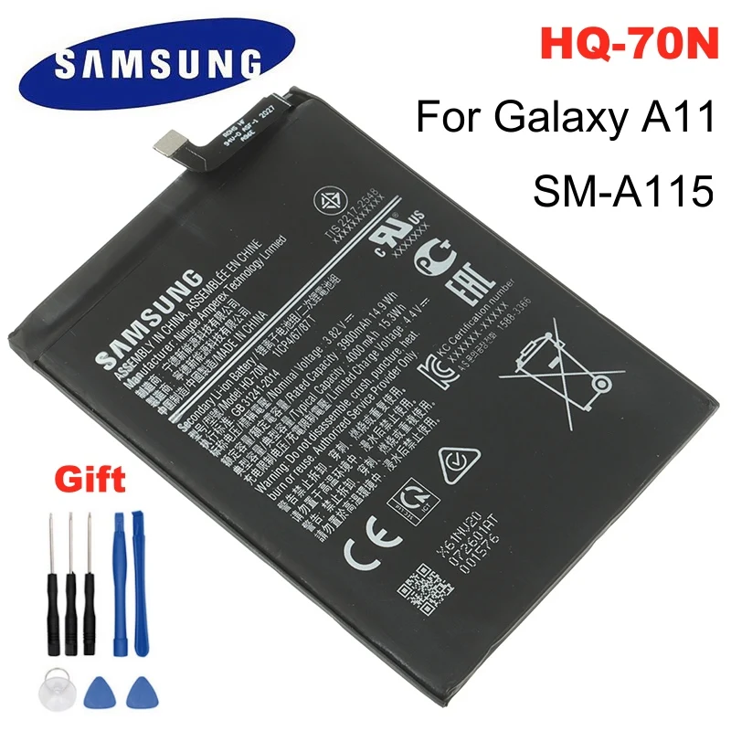 Оригинальный аккумулятор Samsung HQ 70N для GALAXY A11 A115 SM оригинальный 4000 мАч высокой