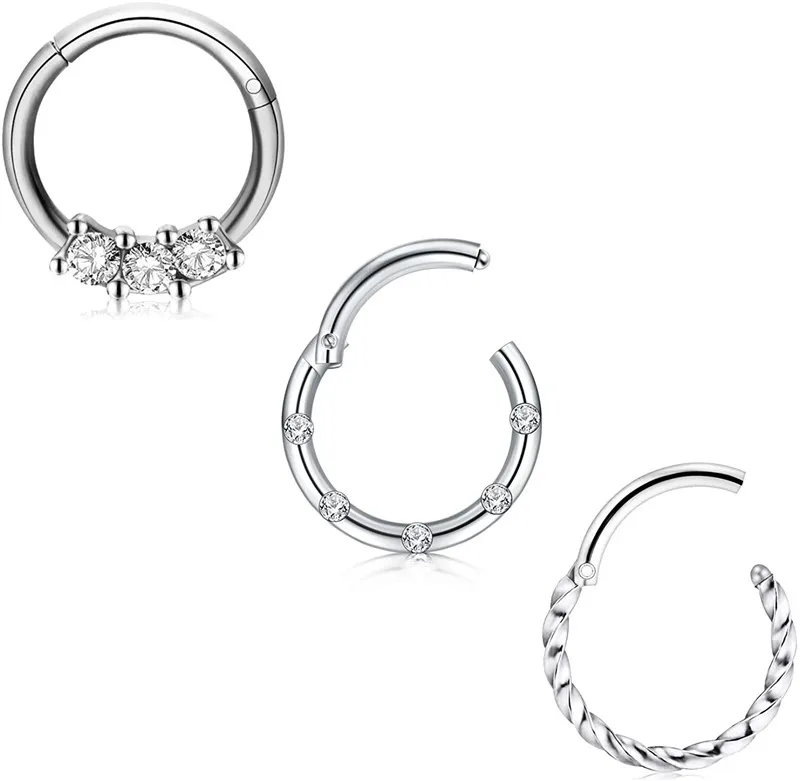 Серьги кольца JFORYOU 16G из нержавеющей стали Daith кольцо с откидным сегментом и