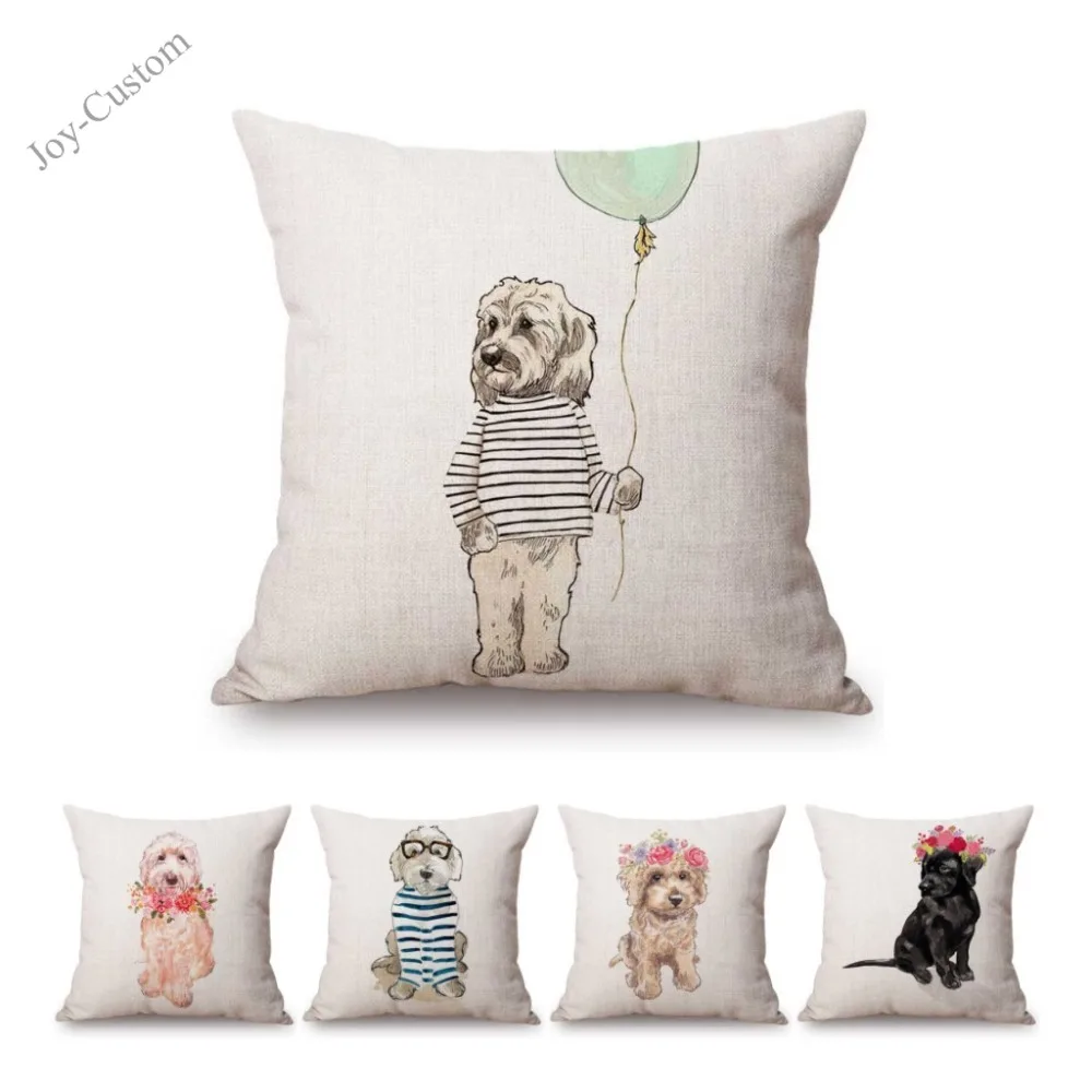 Милый ручной эскиз Цветок Корона собака детский Подарочный чехол для подушки