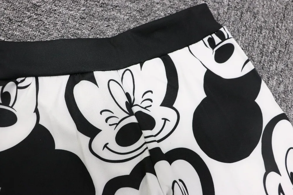 Disney Stretch Pants Mickey Mouse Printed Tight Hip Lift Women Ankle-Length Leggings Fitness High Waist Elastic Push Up Trousers