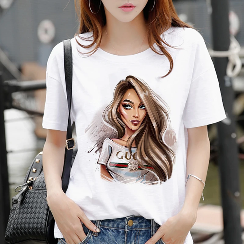 New Women Harajuku Beauty Blowing Vogue Print T-shirt Pretty Girl Clothes Leisure Woman T-shirts Top - T-shirts - AliExpress