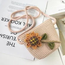 Милый детский соломенный Кошелек для монет для девочек, хороший подарок на день рождения, Детская Наклонная Сумка на плечо, маленькая принцесса, сумка на молнии