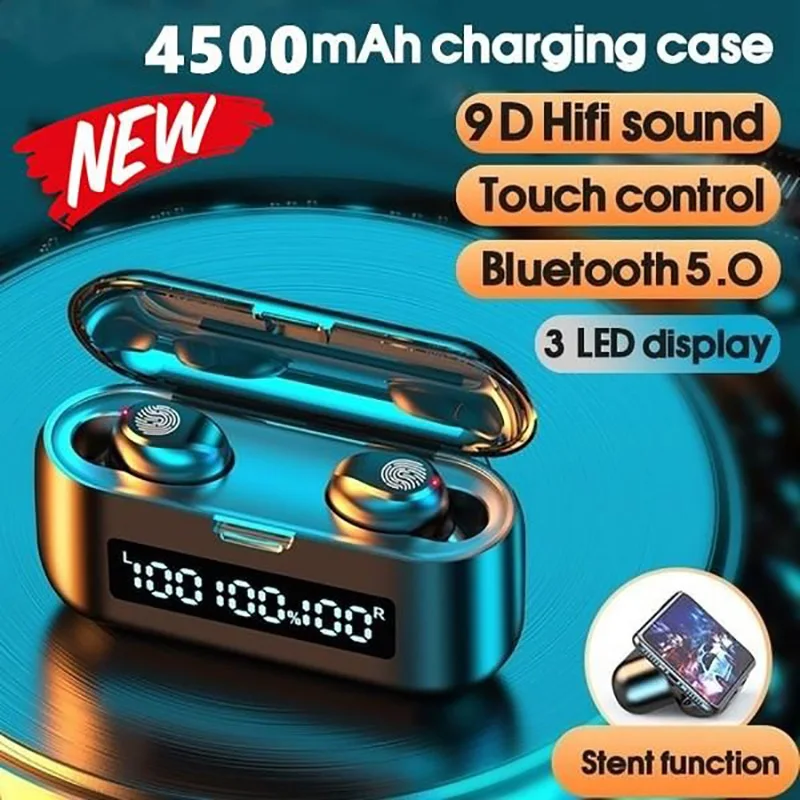 

2020 TWS V5.0 Wireless Bluetooth Earphones 4500mAh 3 LED Display Touch Control CVC8.0 Noise Reduction In-ear HiFi Stereo Headset