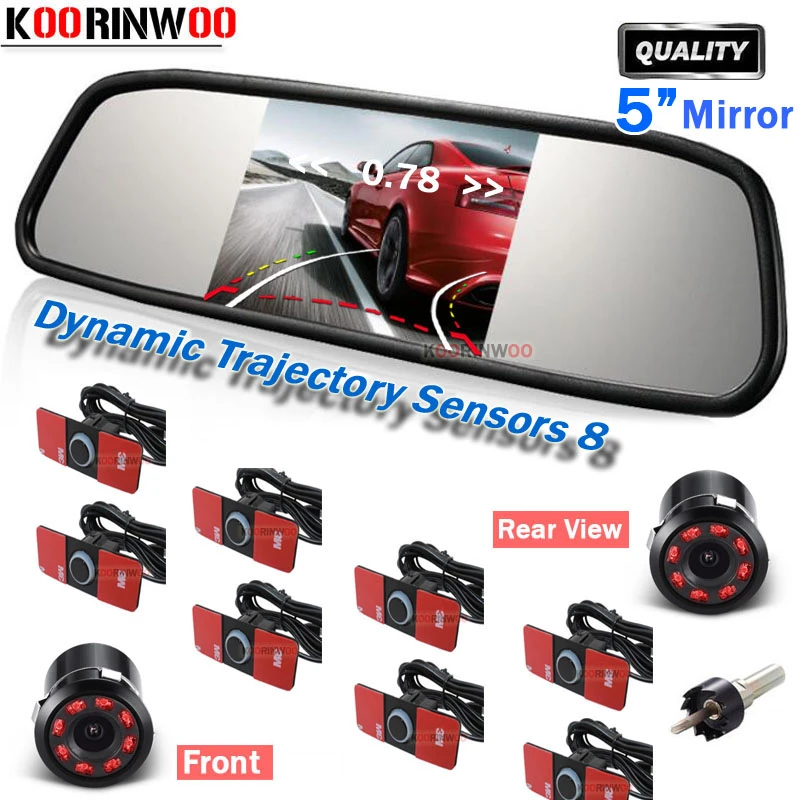 auto Car Parking 8 Sensors System TFT Display Rearview Mirror & 4 Sensors LED HD