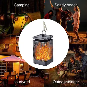 

Outdoor Waterproof Retro 96LED Artificial Flame Halloween Light Solar Lamp Garden Lantern Decor Garden Home Party Decoration
