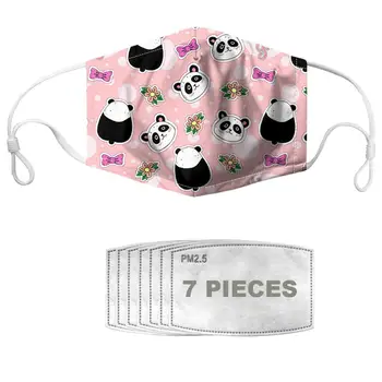 

NOISYDESIGNS Cute Pink Pandas Printing Pink Women Mouth Masks With 7pcs Filters Reusable Kpop Face Mask Designer Mascarillas