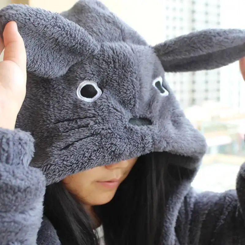 incredible  New Harajuku Totoro Kawaii Hoodie Sweatshirt My Neighbor Coat Cosplay Fleece Overcoat With Ears Har