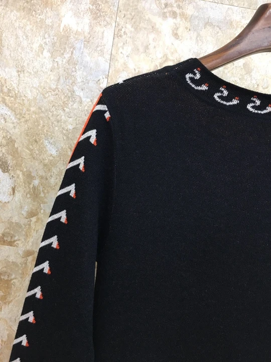 autumn and winter new women's round neck hem folding stripe printed knit dress