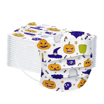 

100pc Children's Mask Disposable 3 Layers Halloween Non-woven Elastic Mask Kids Breathable Earloops Mouth Mask Mascarillas Lot
