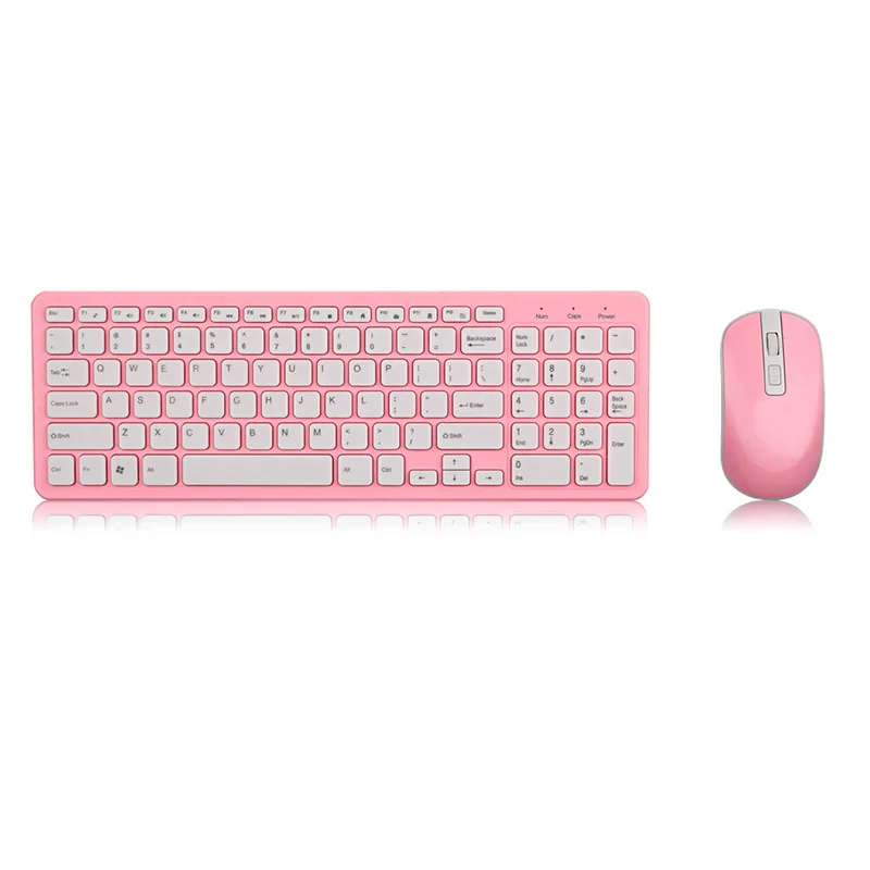 pink Беспроводная клавиатура и мышь комплект ультра-тонкий 2,4G Аксессуары для ПК настольный компьютер ноутбук OD889 - Цвет: pink