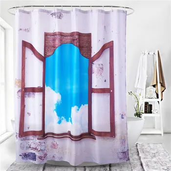 

Polyester Window Pattern 3D Digital Printing Curtain Bathroom Curtains Easy Clean Shower Curtain Water Proof 1.8*1.8m