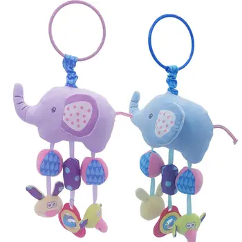 

Cartoon Elephant Animal Baby Rattle Toy Bed Hanging Wind Chimes Plush Dolls New