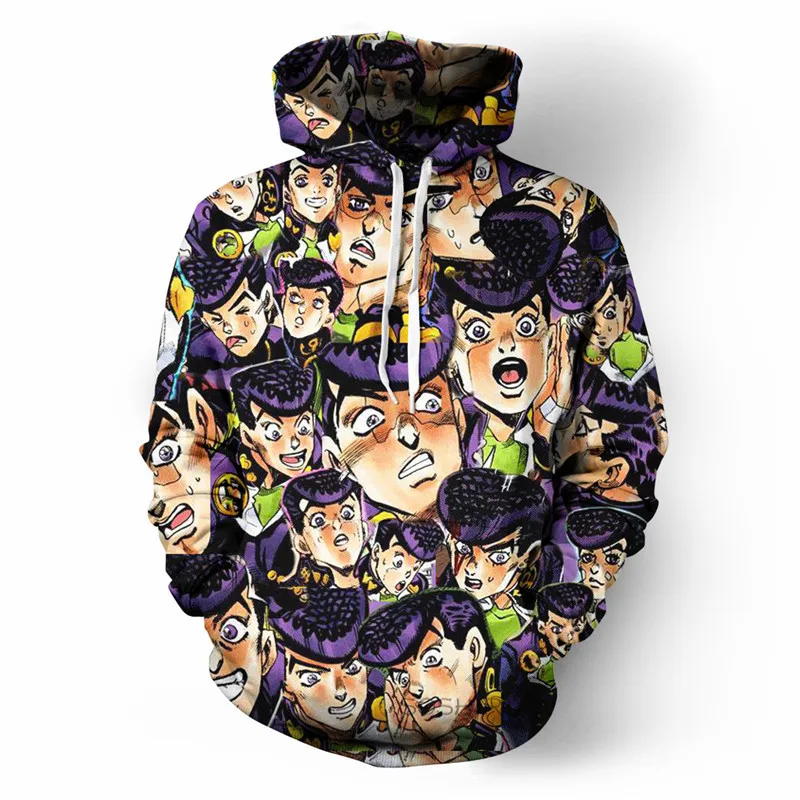 Толстовка SOSHIRL JOJO Wonderful Adventure для колледжа хипстерская толстовка с капюшоном