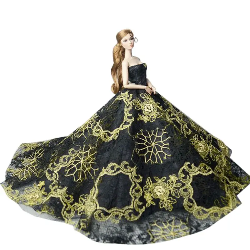 Фиолетовое свадебное платье высокой моды для 11.5in. Кукла 1/6 Одежда для куклы P31B - Цвет: Черный