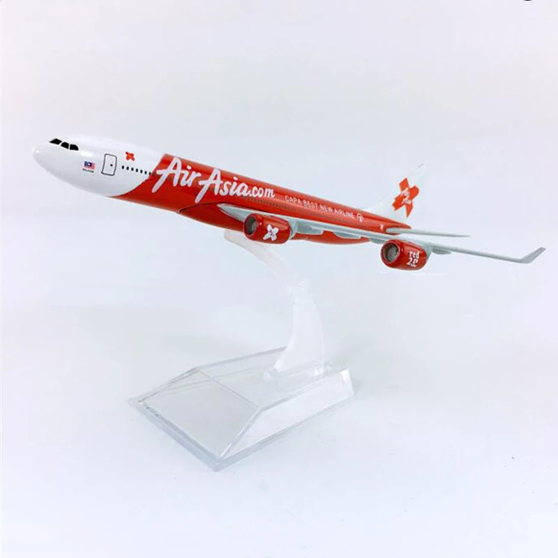 

1/400 Scale 16CM Airbus A340 AIRASIA Airline Aircraft Alloy Plane Airplane Model Toys for Collectible Kids Gift Decoration