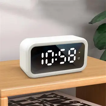 

LED Mirror Alarm Clock Rechargeable Multifunctional Alarm Clock Bluetooth Speaker Radio Supports Real-time Temperature Display