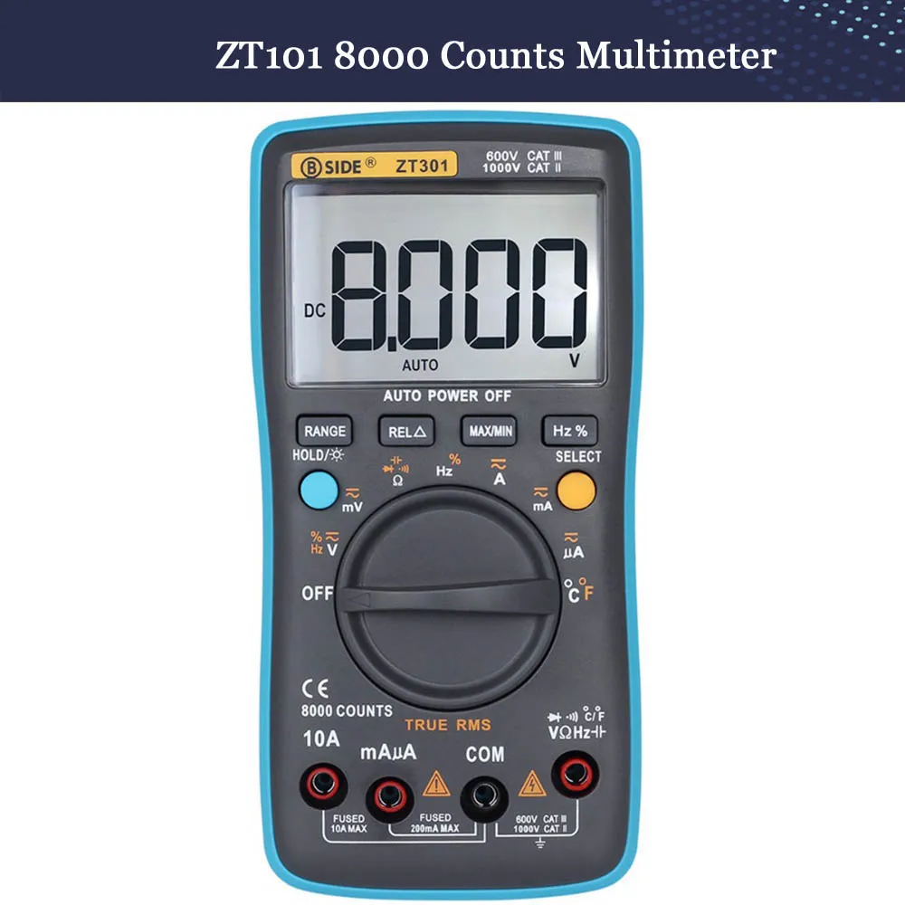 Цифровой мультиметр BSIDE ZT серии True RMS Авто Диапазон Multimetro Вольтметр Амперметр емкость температура Ом Гц NCV тестер - Цвет: ZT301