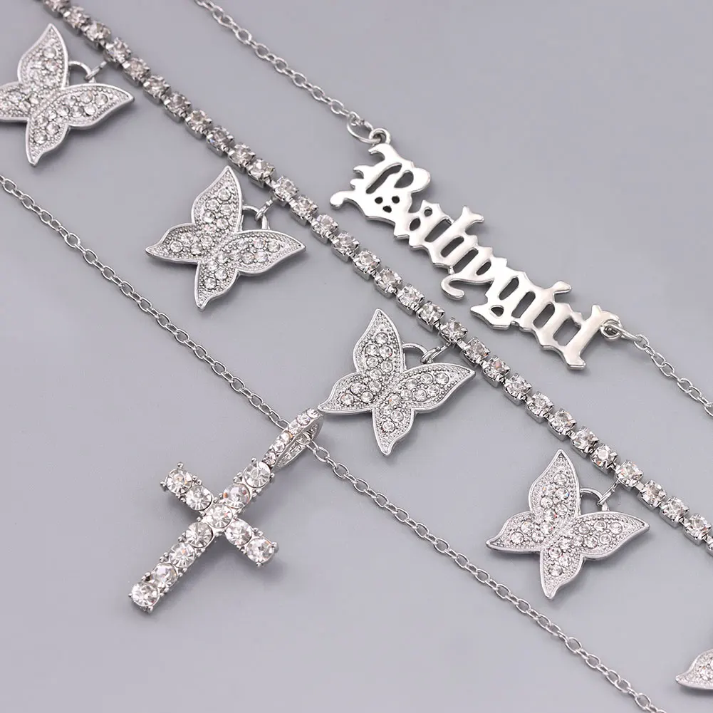 New Fashion Women Butterfly Double Necklaces Barbie Princess Pop Pearl  Necklace Choker Chains Jewelry Girls Christmas Gifts - Necklace - AliExpress