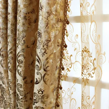 

Luxury Chenille Curtains for Bedroom Blackout Jacquard Floral European Velvet New Home Decor Drapes JS75C