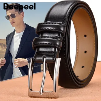 

Deepeel1pc 3.3*105-125cm Men's Simple Alloy Pin Buckle belt Second Layer Leather Belt Jeans Pants Business Casual WaistbandYB357