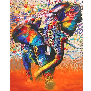 

Animal happy elephant colorful diy-oil-painting by number Home Decor coloring by numbers handmade gifts for adults and children