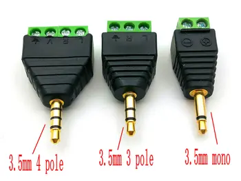 

2pcs 3.5mm mono 3 pole 4 pole plug Screw Terminal Binding Post for Audio Headphones connector