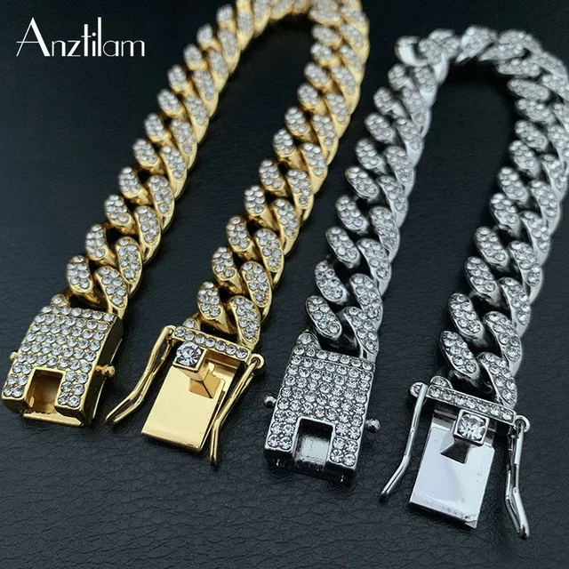 High-Quality 51g Hip Hop Full AAA Stone Bling Iced Out Pave Men s Bracelet Miami Cuban Link Chain Bracelets for Men Jewelry