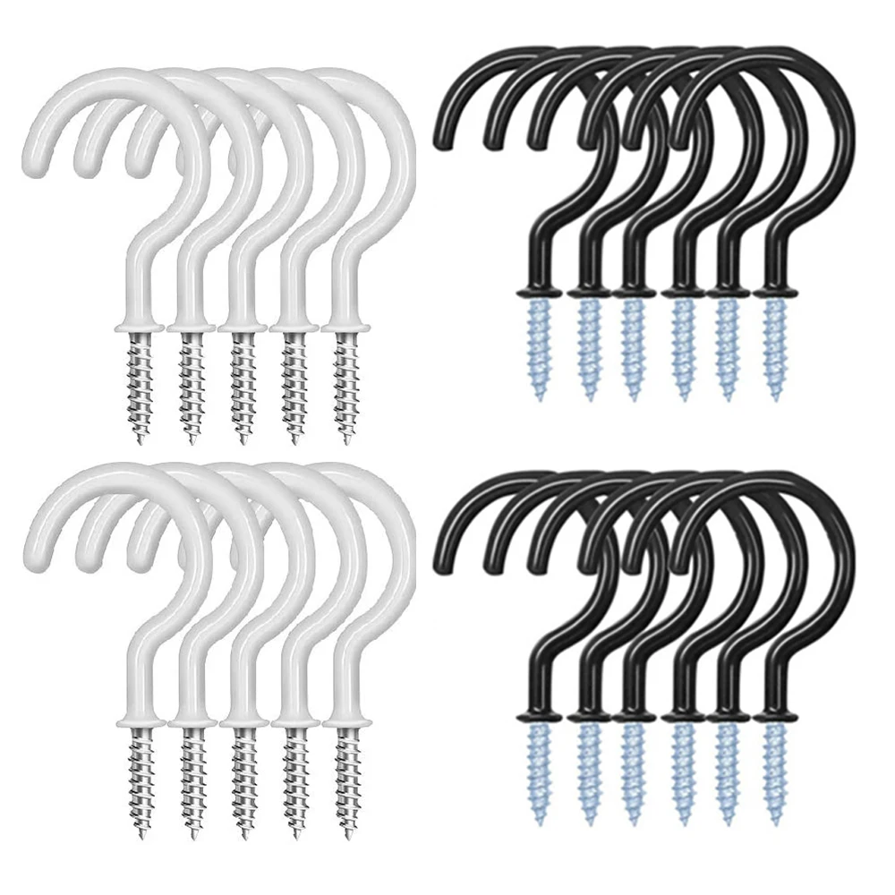 10pcs White Mug Shouldered Hanger Cup Hooks Heavy Duty Screw-In Ceiling Hooks