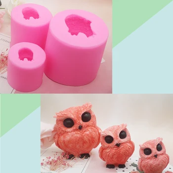 

Epoxy Mold Large Medium and Small Three Owl Three-dimensional Decorative Ornaments Candle Plaster Aromatherapy Silicone Mold