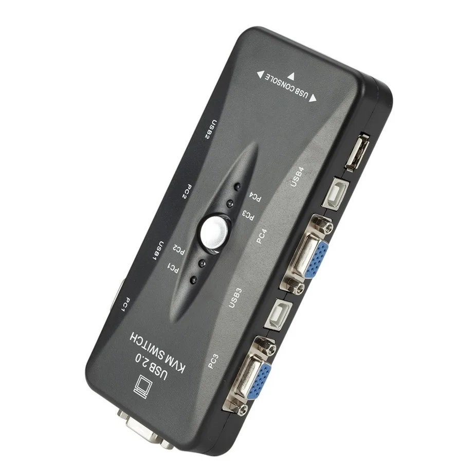 4 Port KVM Switch USB 2.0 VGA Splitter Printer Mouse Keyboard Pendrive Share Switcher 1920*1440 VGA Switch Box Adapter usb kvm switch vga switcher