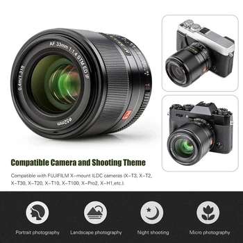 

Viltrox Af33/1.4 Xf 33mm F1.4 Large Aperture Auto Focus Camera Lens Prime Lens for Fuji Fujifilm X-Mount Ildc Camera