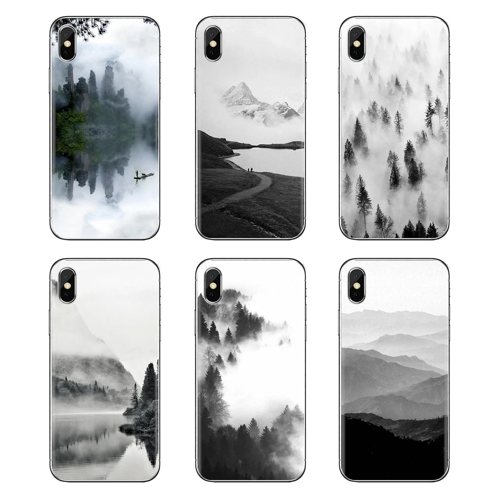 Для Xiao mi 6 A1 Max x 2 5X 6X Red Note 5 5A 4X 4A A4 4 3 Plus Pro TPU Shell Case горный st черно-белый дизайн |