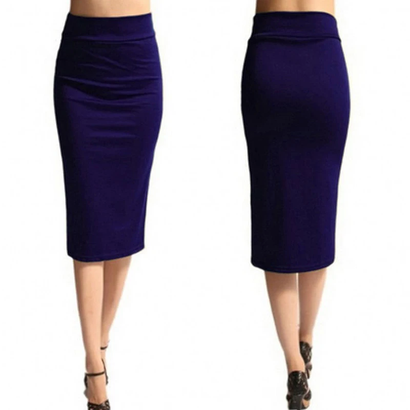 crop top and skirt Women Pencil Skirt New Fashion Ladies Office Stretch Bodycon Midi Skirt Female High Waist Mid-Calf Jersey Skirts Puls Size XL silk skirt